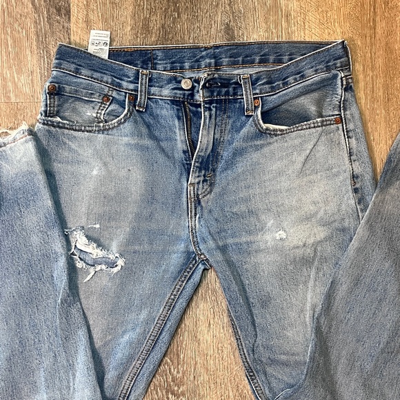 Levi's 505 Distressed Blue Straight Leg Jeans W32 L32 - Picture 5 of 10